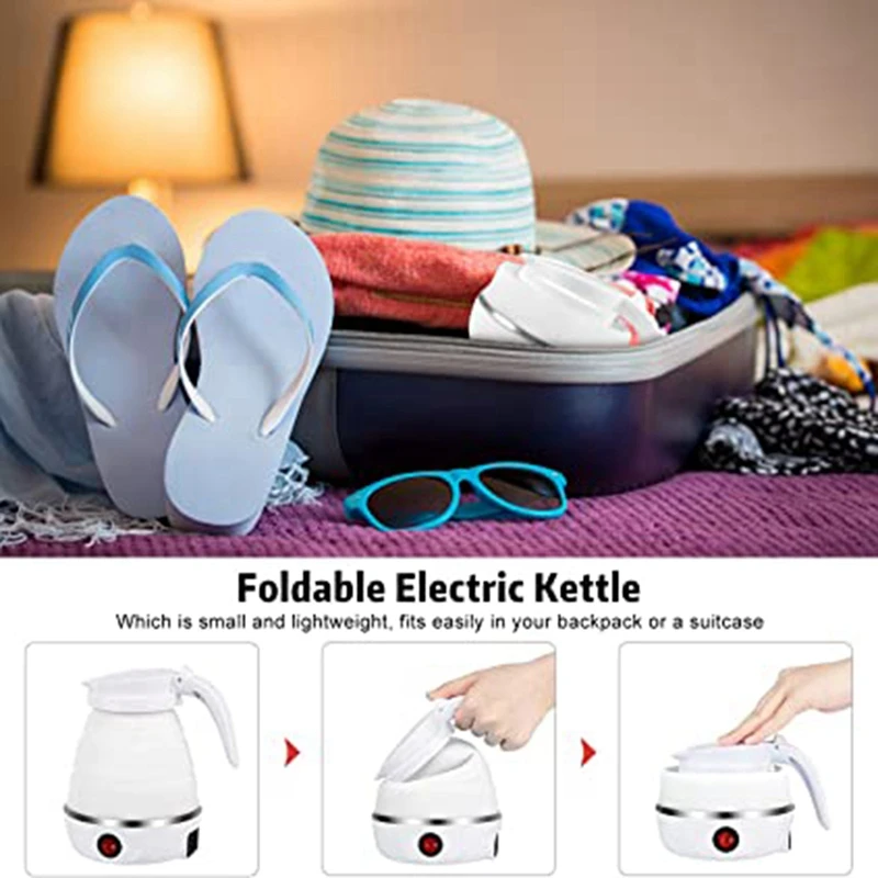 A85Q-Travel Folding Kettle Silicone Kettle Portable Shrinkable Kettle EU Plug AC 220V