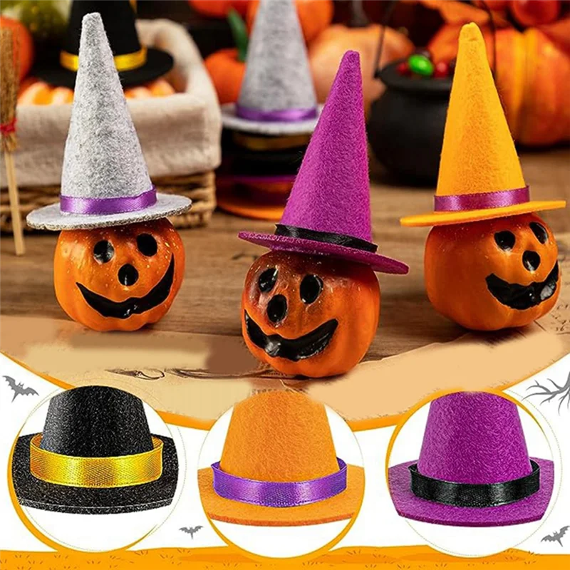 AEE7-23 PCS Mini Chapéus de Bruxa Halloween Feltro 4 Cores Chapéus de Bruxa Chapéus de Bruxa de Feltro Garrafa de Vinho de Halloween Decoração de Festa 7X8Cm
