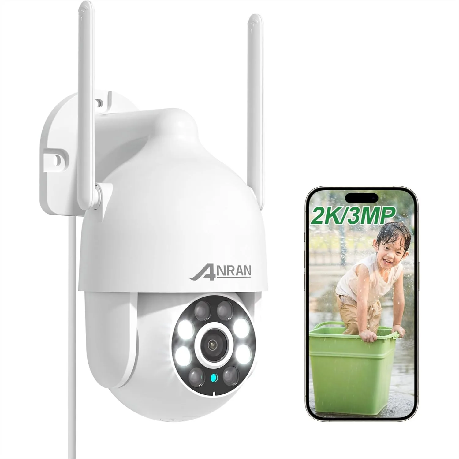 

2K WiFi Security Camera Outdoor, 360° Pan-Tilt Auto-Tracking, Dual-Band 2.4/5GHz, Color Night Vision, 2-Way Audio, 24/7