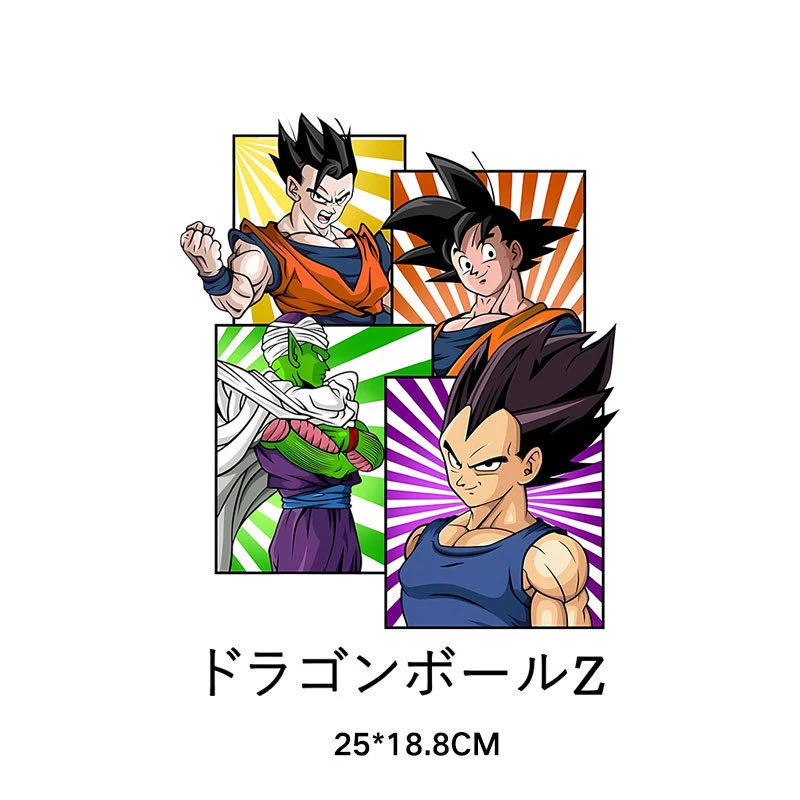 2 pçs dos desenhos animados anime dragon ball ferro-em remendos lavável criança camisetas diy decoração dos desenhos animados menina roupas saco apliques presentes