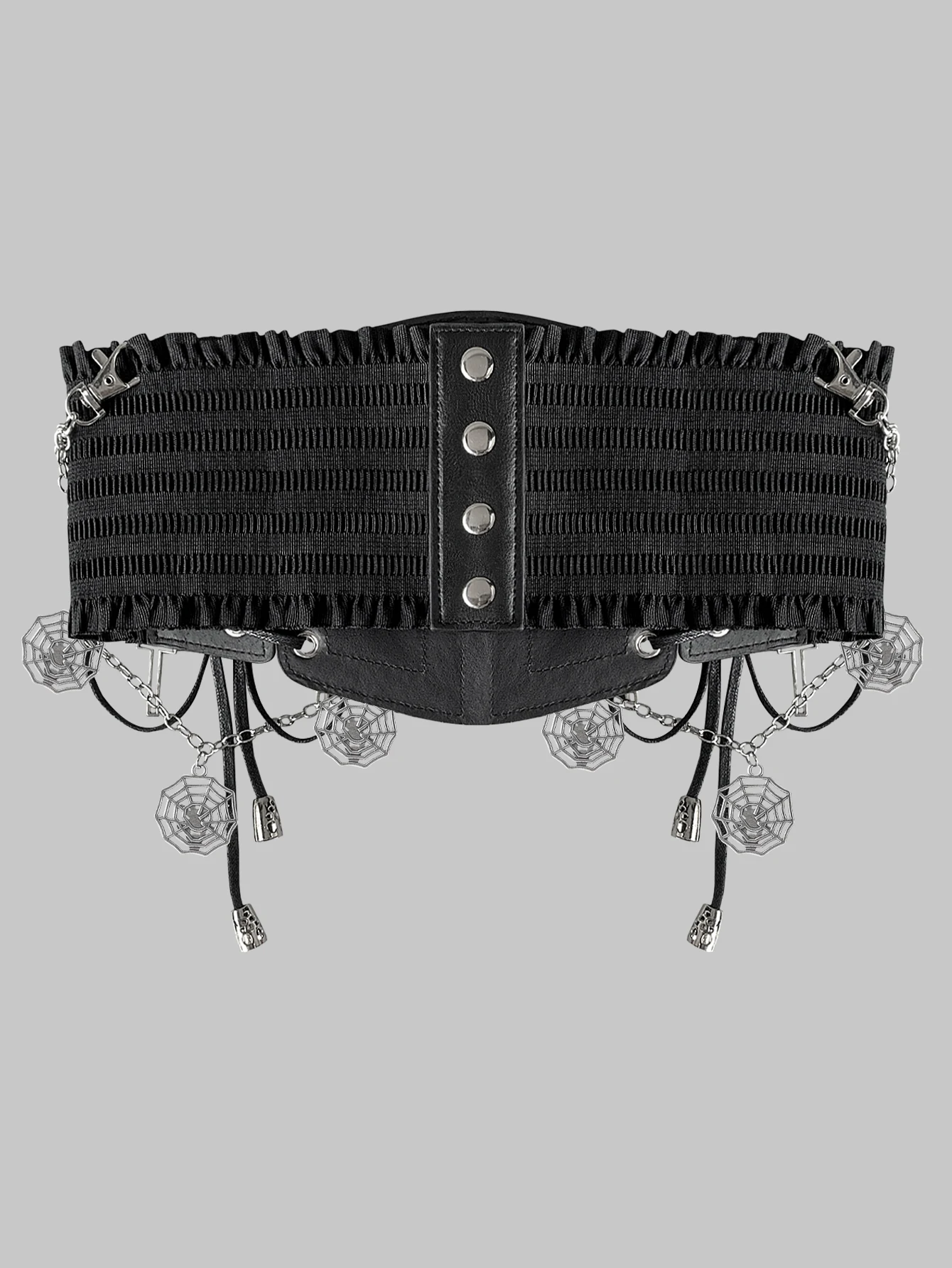 1 piece of women's Y2K fashion lace waist belt metal spider web chain accessories Halloween accessories Gothic style dark style