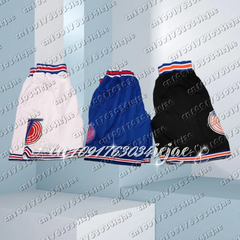 Trillest Space Jam Tune Squad Pantalones cortos de baloncesto Blanco Azul y Negro Impresión 3D Fiesta de Halloween y regalo de Navidad