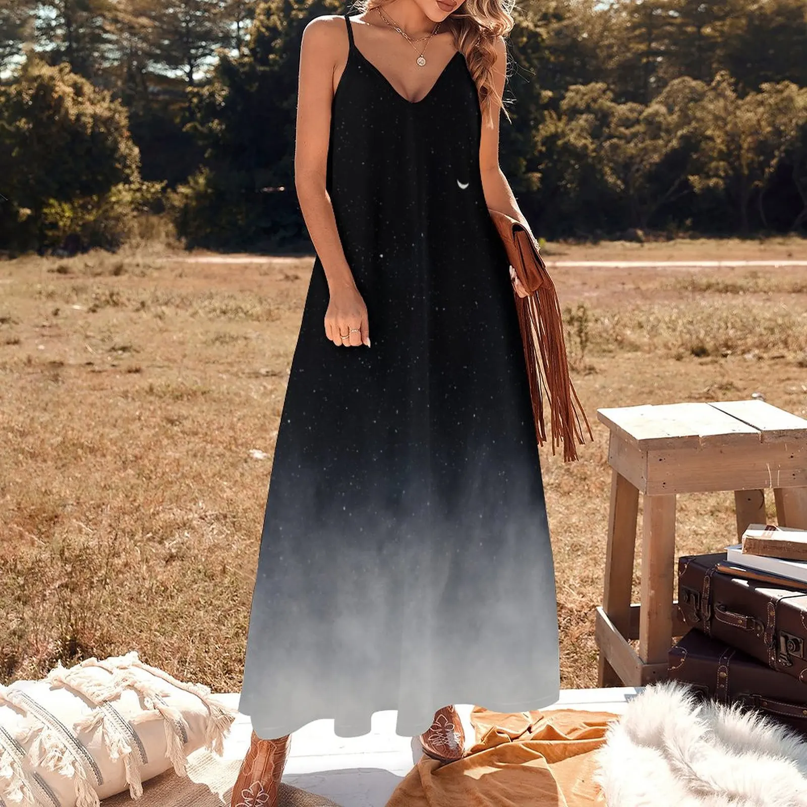 Vestido largo sin mangas para mujer, traje de graduación, veteado, Verano