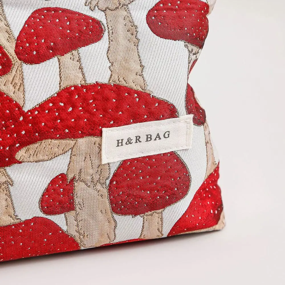 Artistic Canvas Makeup Bag M/L Size Washing Coin Key Purse Red Mushroom Printing Portable Handbag Skin Care Products Storage view 3