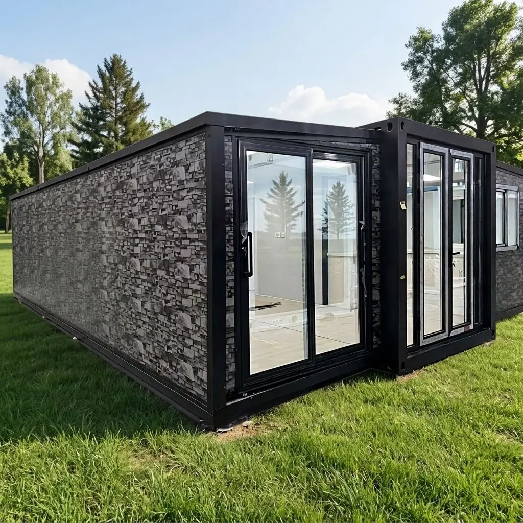 Powder Coating Aluminum Alloy Container Anti Theft Glass Entrance Door Container House All Weather Prefabricated Home House