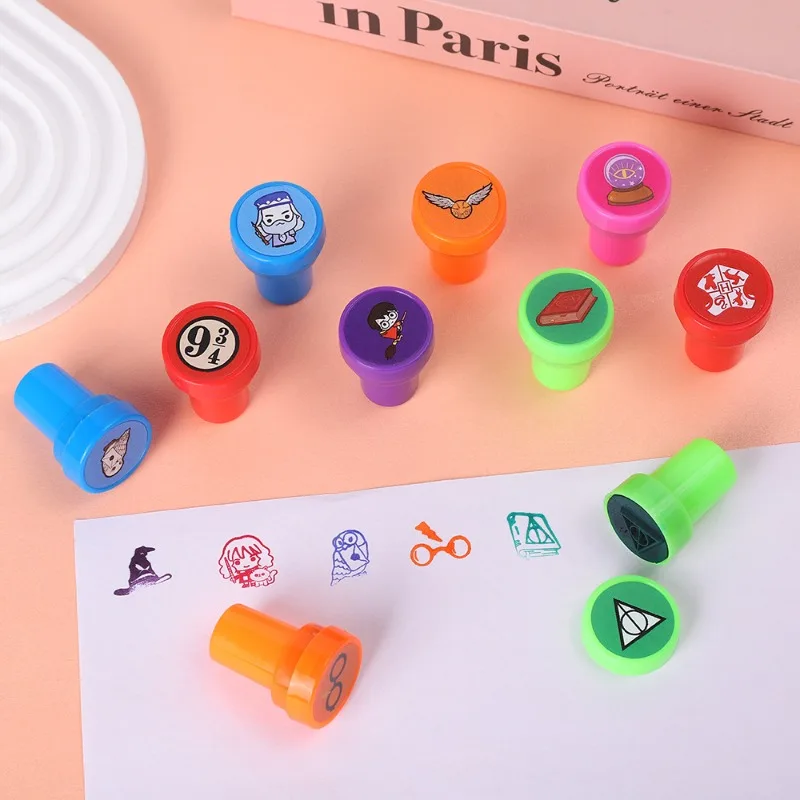 Juego de 12 Sellos de la Serie HARRY POTTER, Lindos y Creativos con Diseño de Personajes de Dibujos Animados, Material de Papelería, Regalo