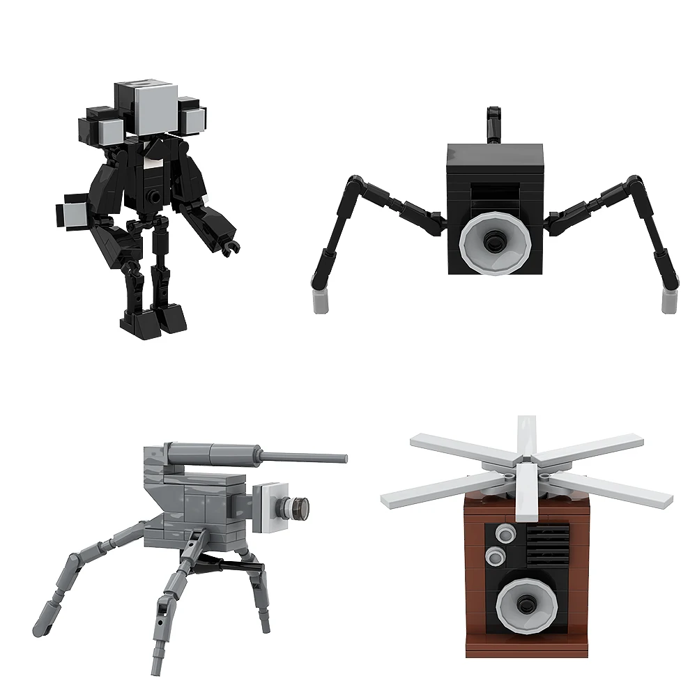 

4-in-1 Skibidi Toilet Action Figure Building Block - Includes Cameraman,Speaker Man,TV Man,Helicopter Speaker Building (220PCS)