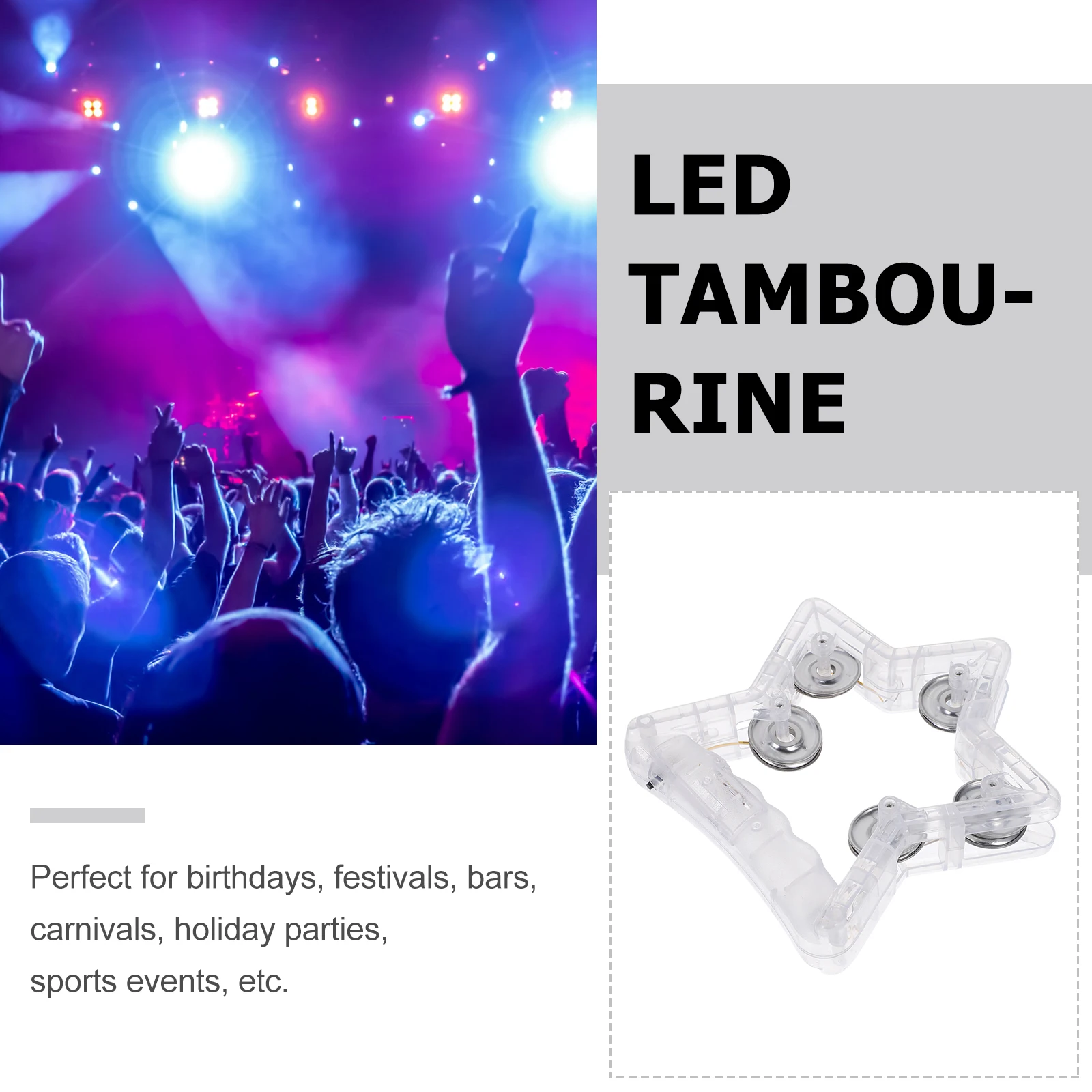 الدف الموسيقي الوامض مع أضواء LED على أوضاع المهرجانات والحانات الرياضية للأطفال والكبار وحفلات أعياد الميلاد #3