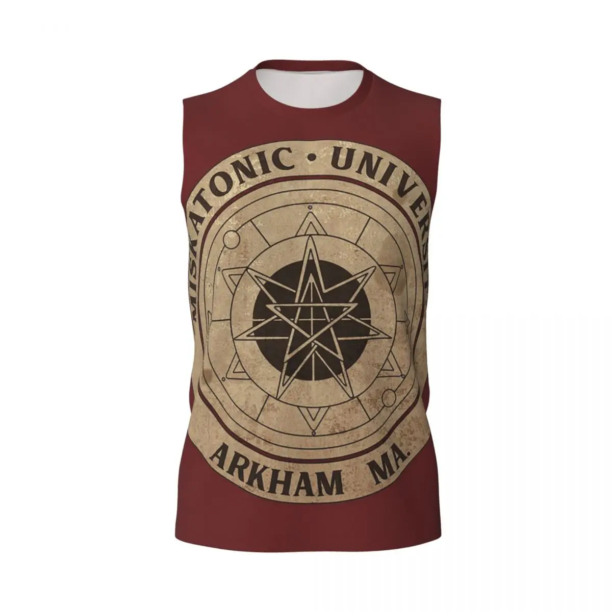 Miskatonic University Men Printed Sleeveless T-shirt Casual Hip Hop Street Style Beach Holiday Tank Tops