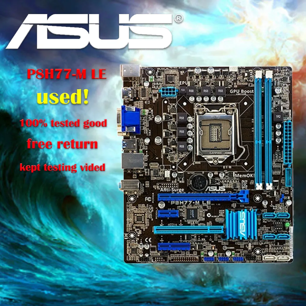 

For Asus P8H77-M LE Motherboard H77 LGA 1155 i3 i5 i7 DDR3 16G SATA3 USB3 HDMI DVI VGA uATX