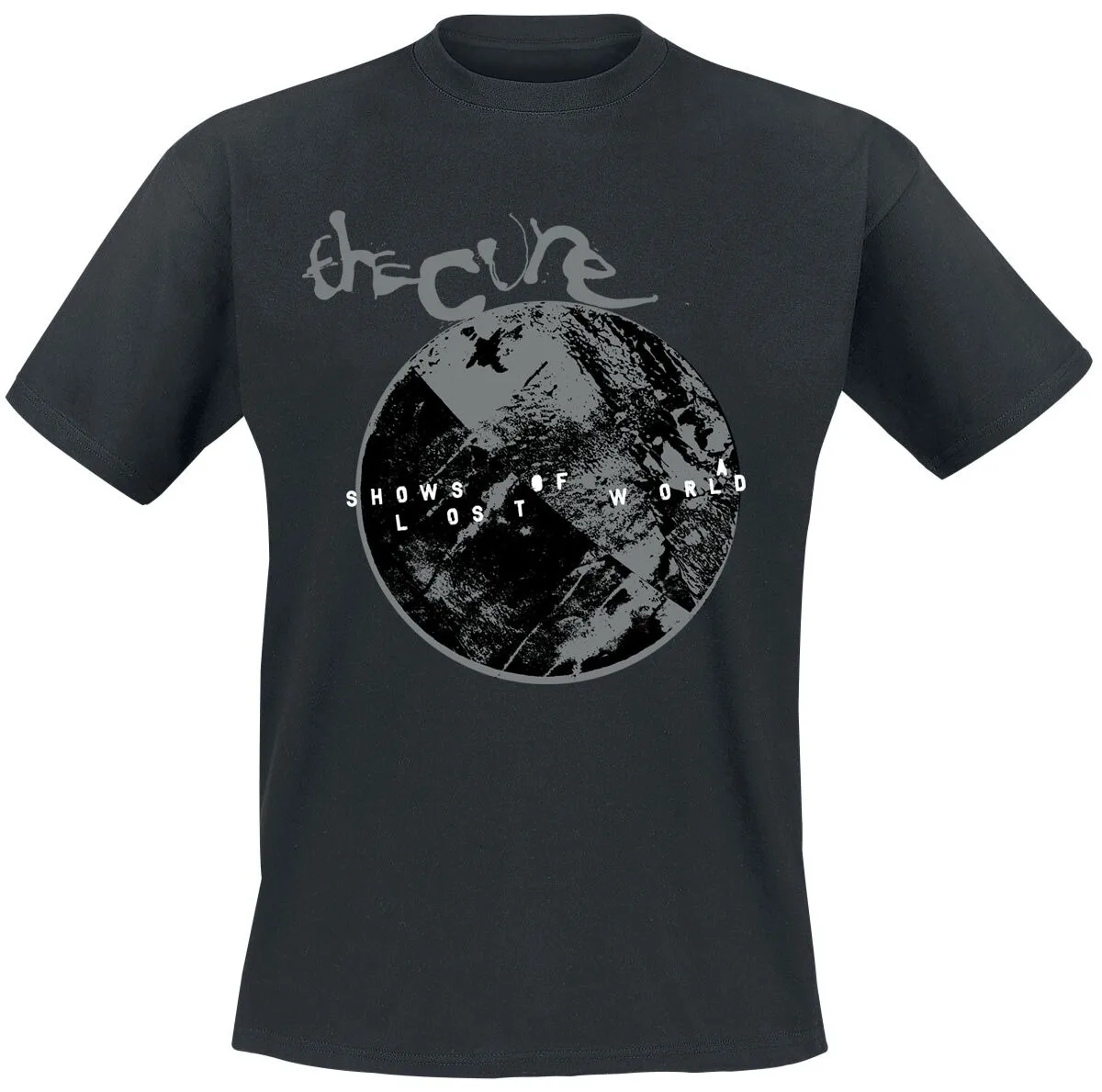 T-shirt The Cure Shows of A Lost World Tour, chemise de groupe post-punk avec imprimé globe vintage, merchandising pour fans de rock gothique