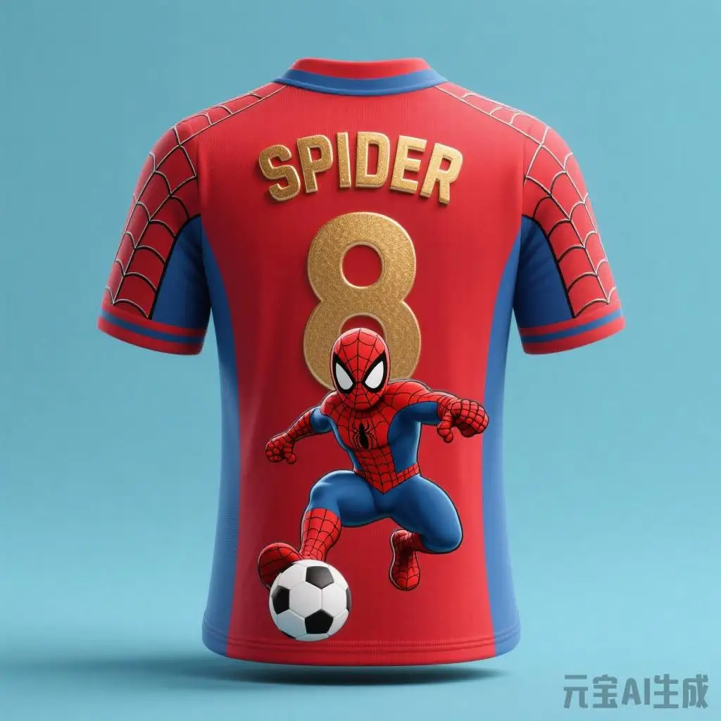 

Marvel Series Spider-Man Cartoon Character Jersey SPIDER #8 Fan Gift Outdoor Sports Blue and Red Color Children/Adult T-shirt