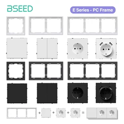 BSEED 1/2Gang Wall Switches Function Parts Mechanical Buttons EU Power Sockets USB Plastic Frames DIY Parts Free Combination