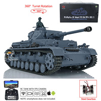 Heng Long 1/16 Scale 7.0 Plastic FPV Panzer IV F2 Radio Control Tank 3859 Steel Gearbox 360° Model Toy TH17397