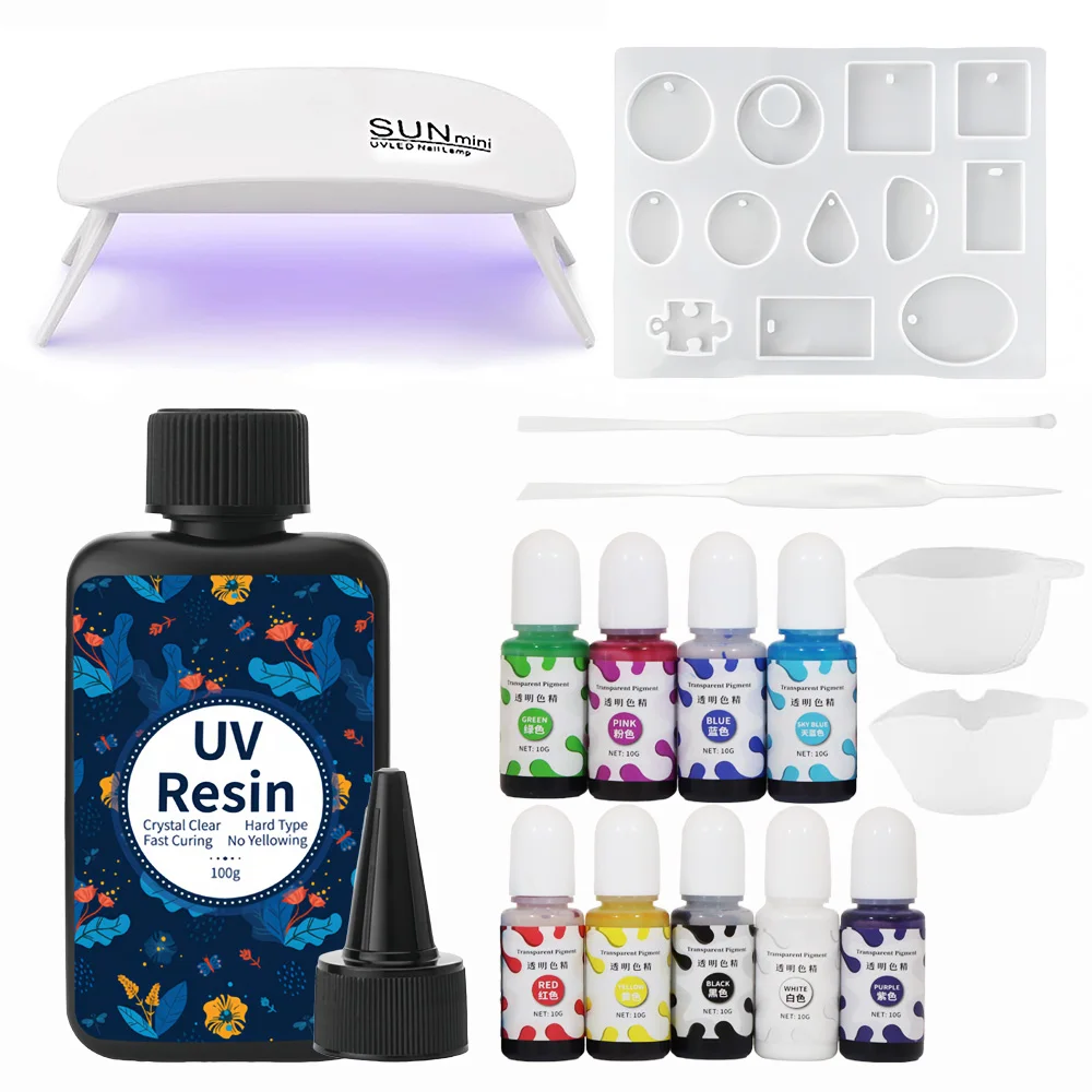 УФ-смола с УФ-светом - 200 г твердого типа кристально чистая модернизированная ультрафиолетовая быстроотверждаемая комплект для изготовления ювелирных изделий