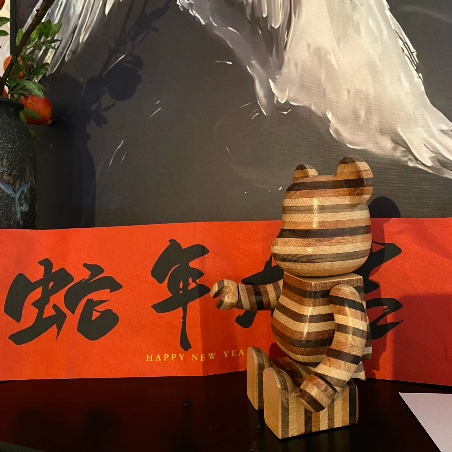 Karimoku Horizon Bearbrick 400% Horizon Style 28 Cm Wysokość Ręcznie robiony drewniany niedźwiedź do dekoracji domu Lalka