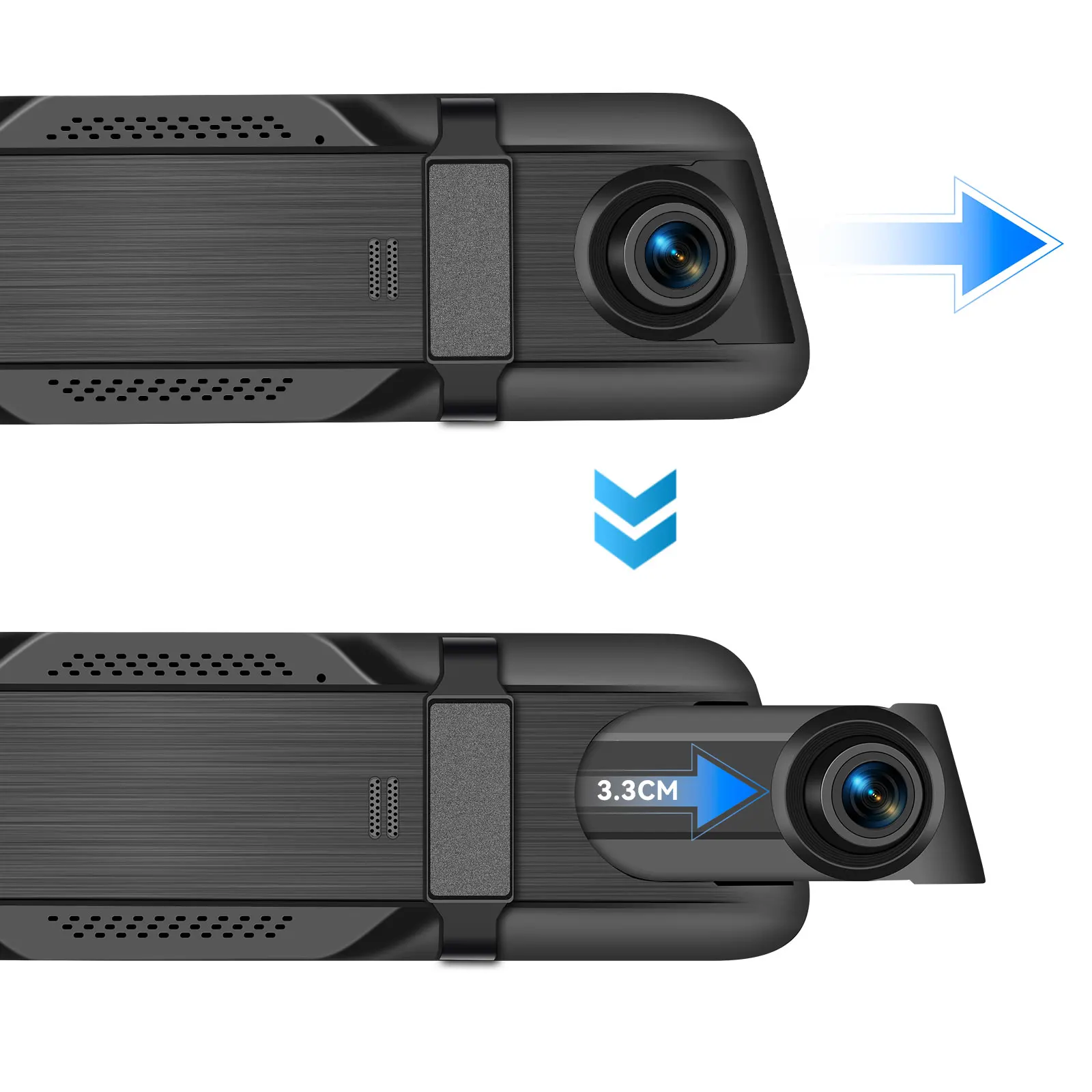 Podofo 9,66'' Dashcam 1080P Dual-Objektiv Auto-DVR Mehrsprachiger Auto-Videorekorder mit 480P Rückfahrkamera 150° ° Breiter Betrachtungswinkel – Detail 18