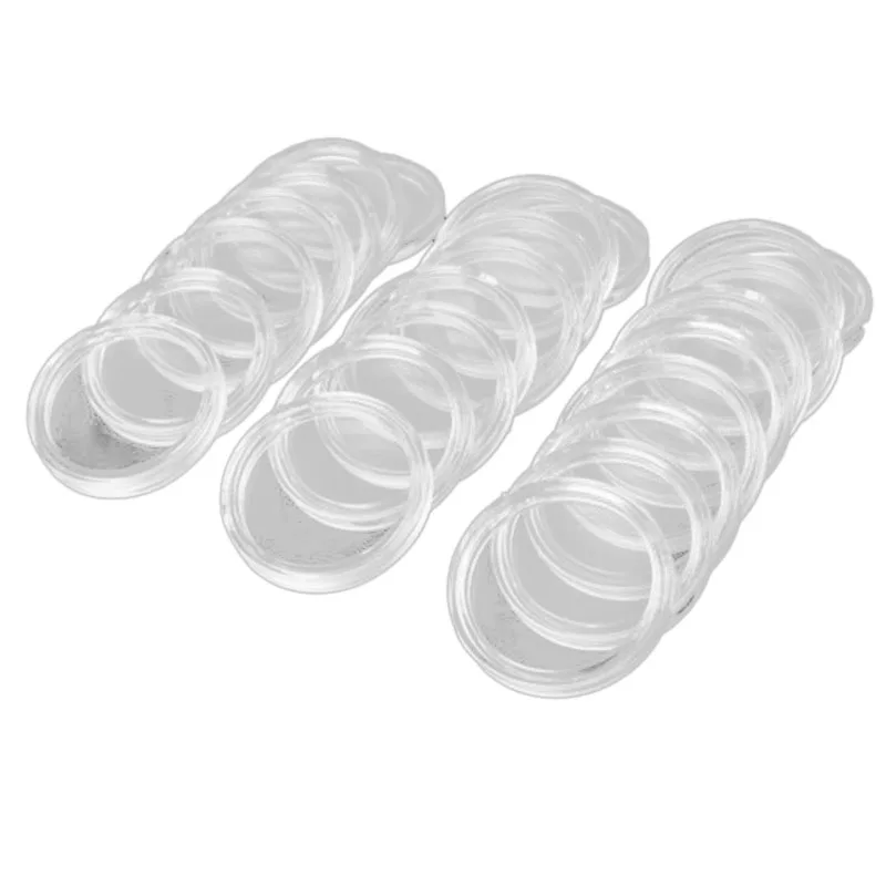 100Pcs 21Mm Round Clear Plastic Coin Holder Capsules Box Storage Clear Round Display Cases Coin Holders