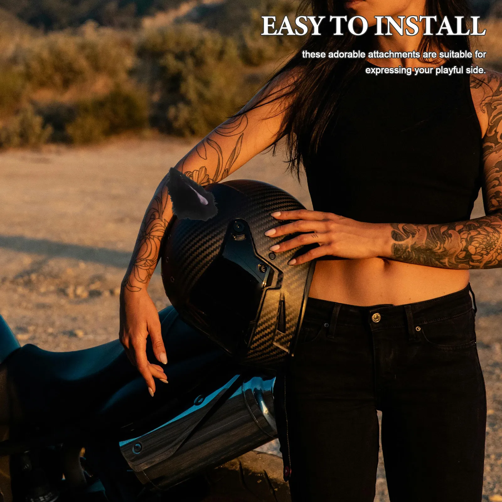 

2Pairs Cute Cat Ears Decorations Kitten Attachments Electric Bike Motorcycle Scooter Accessories