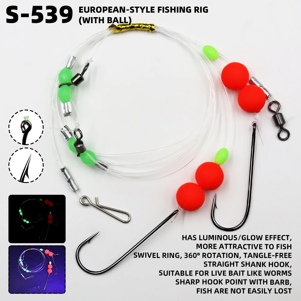 ZYZHE 1/3/5 Stück Surf-Angelrigs mit Doppelschwimmer-Boilies, Salzwasser-Angelrigs, vorgebundene Surf- oder Bootsangel-Köderrigs – Detail 1
