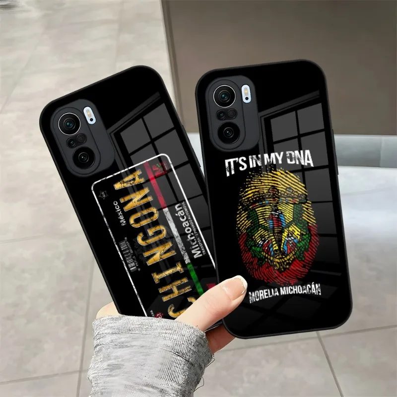 Michoacan License Plate Embroidery Phone Case Tempered Glass For Xiaomi Redmi Note 10 13 11 9 8 11S T Poco M4 F3 X3 Pro Coque