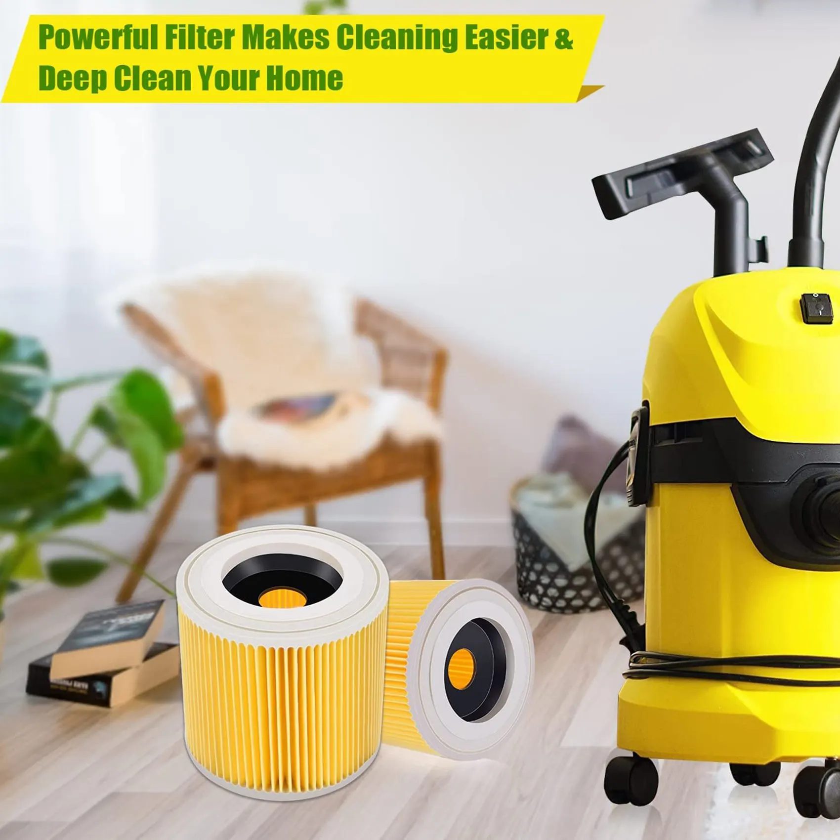 فلتر خرطوشة لـ KaRcher WD3 Premium WD2 WD3 WD3P WD3 MV2 MV3 فلتر بديل للمكنسة الكهربائية KaRcher N02R