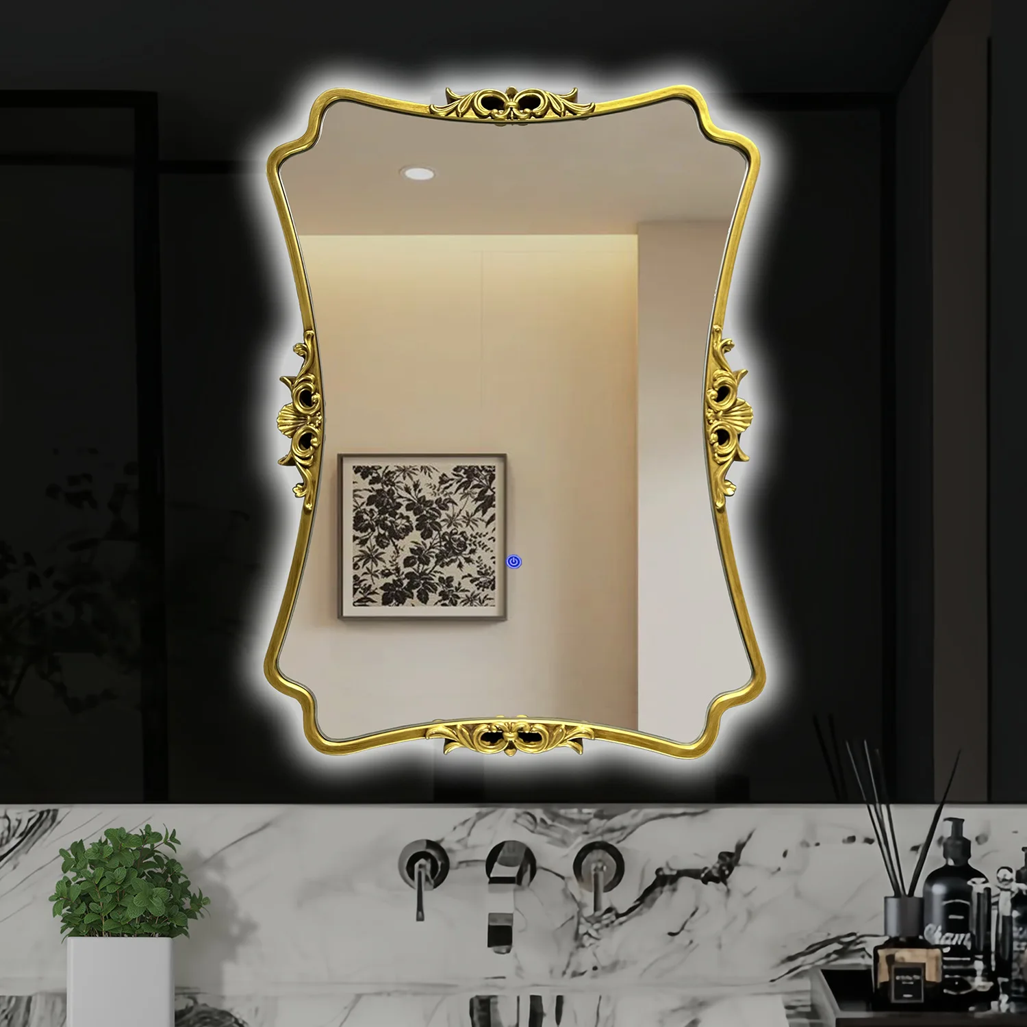 Bathroom mirror entrance wall-mounted French bathroom mirror creative bathroom dressing mirror