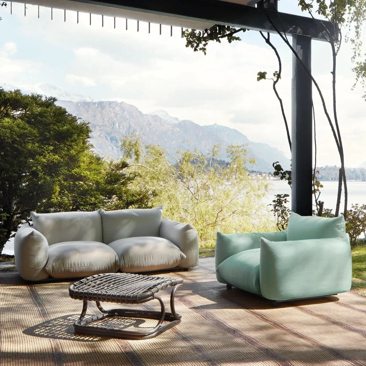 m A  French retro lazy sofa cream wind small apartment living room single row white lamb wool fabric sofa m