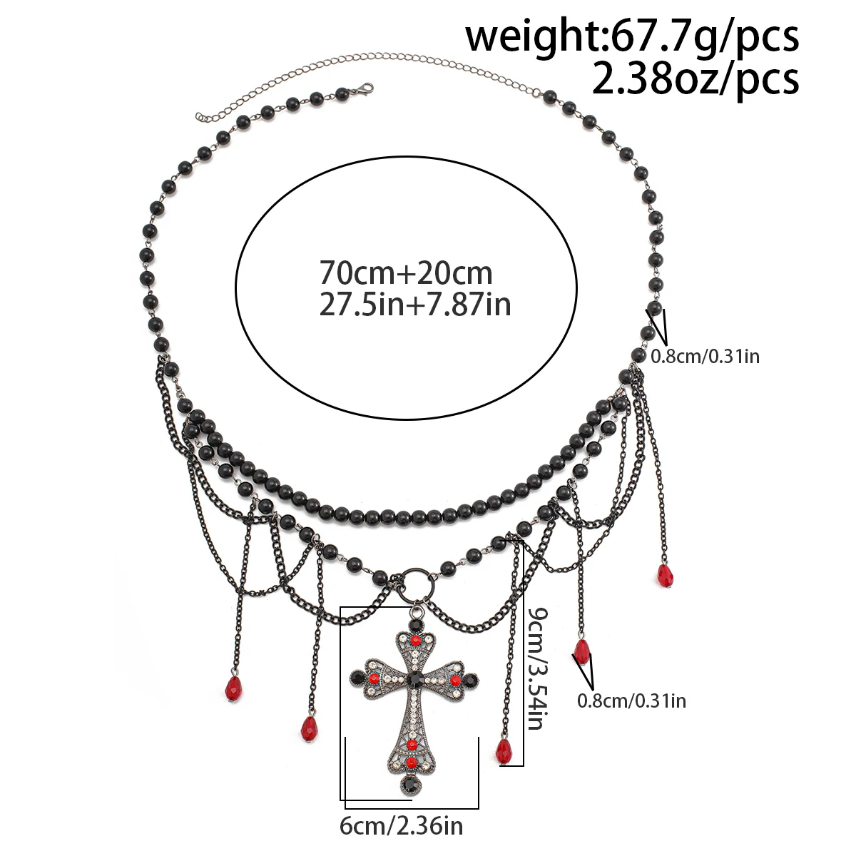 IngeSight.Z Elegant Temperament Black Crystal Cross Pendant Waist Belly Chain for Women Gothic Halloween Body Chain Jewelry Gift