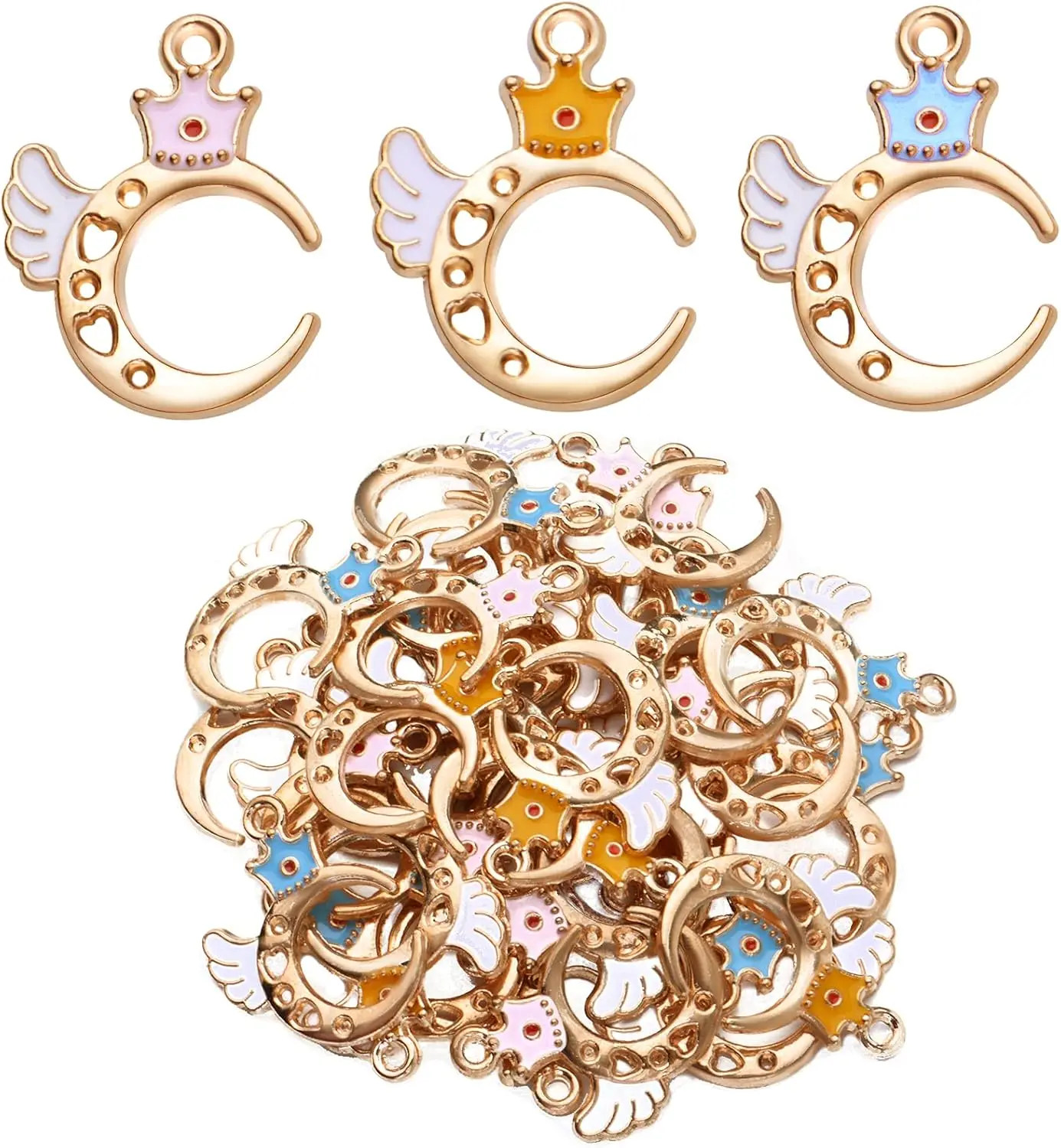 

30 шт., подвески в виде Луны с короной, винтажные небесные подвески, принадлежности для рукоделия, серьги, ожерелье, браслет, изготовление ювелирных изделий