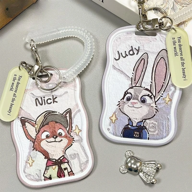 

Hot Selling Judith Nick Card Holder Lovely Couple Slide Cover Card Set Campus Meal Water Card Storage Bag Cute Cartoon Case