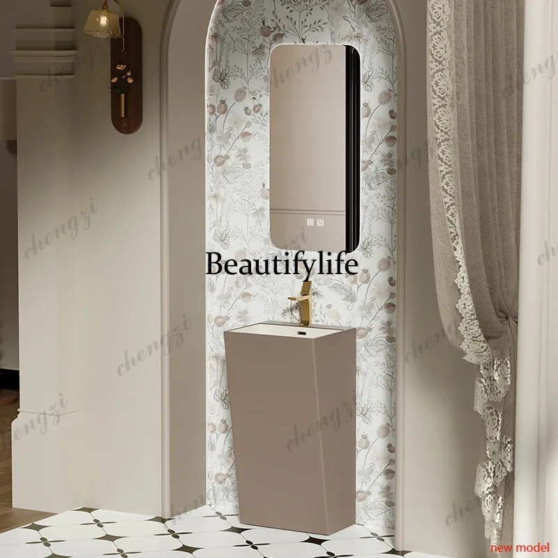 

Small apartment, column basin, bathroom integrated ceramic washbasin, European retro style floor type
