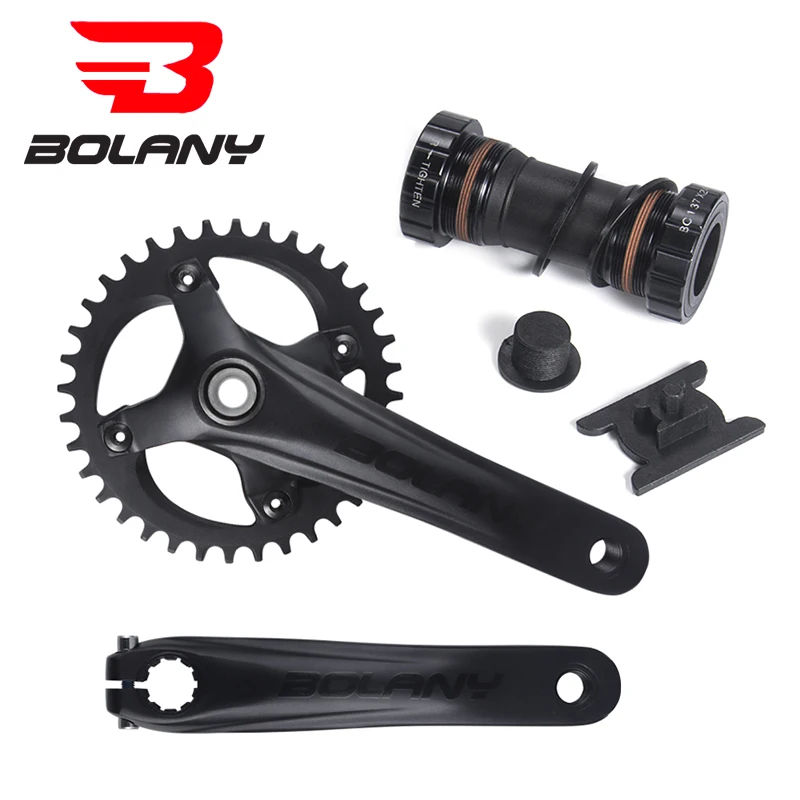 

BOLANY Bike Integrated Crank Chainwheel 104BCD Mountain Bike Crankset Aluminum Alloy BB68 170mm 32T 34T 36T MTB Single Chainring