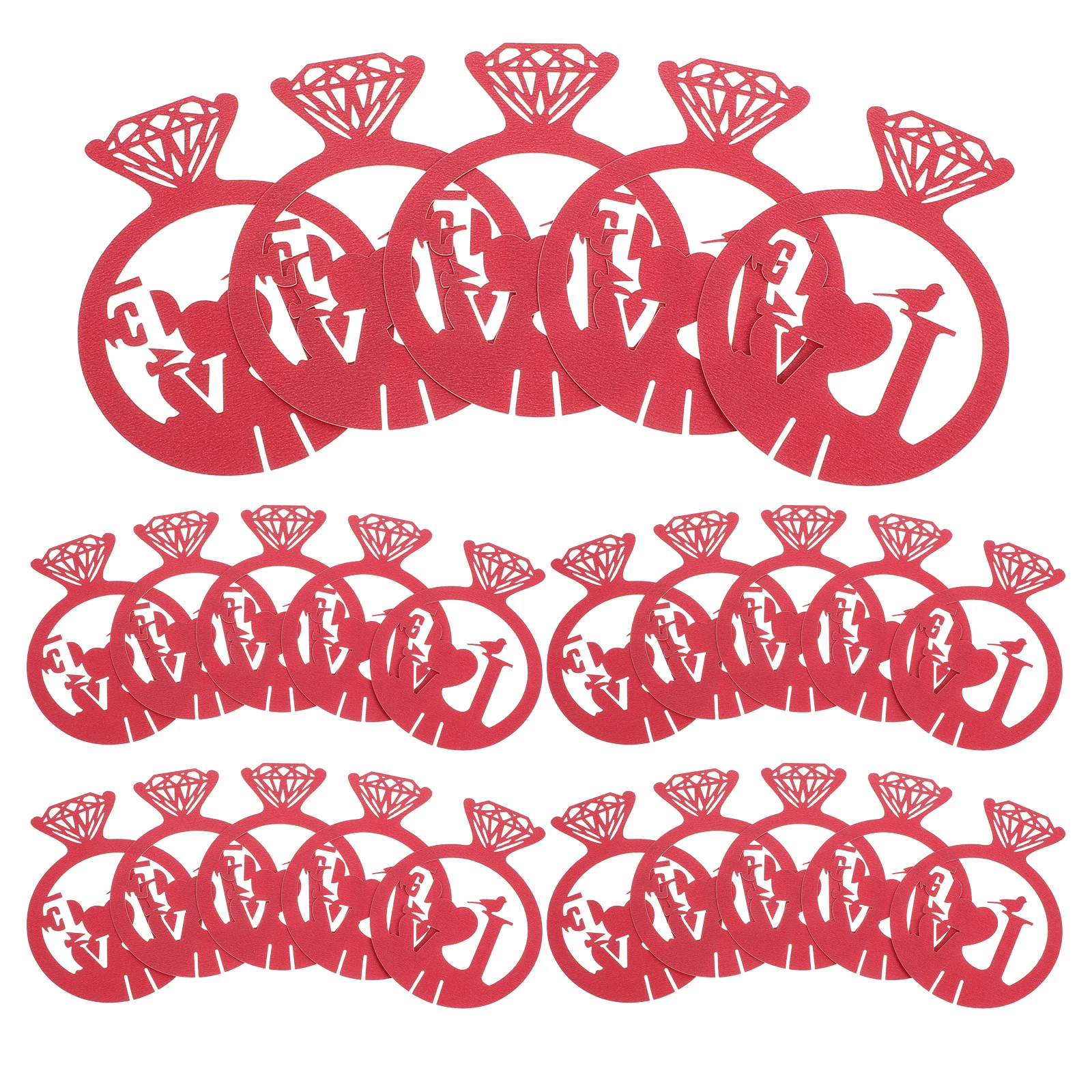 

50pcs Red Wine Glass Decorations Love-Themed Paper Charms For Valentine’S Day Reusable Drink Identifiers Cocktail Glass Rim