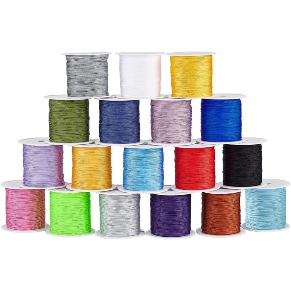 

18Rolls 18 Colors Cotton Thread Chinese Knotting Cord for Woven Bracelet Necklace Making Mixed Color 0.4mm 20~30m/roll