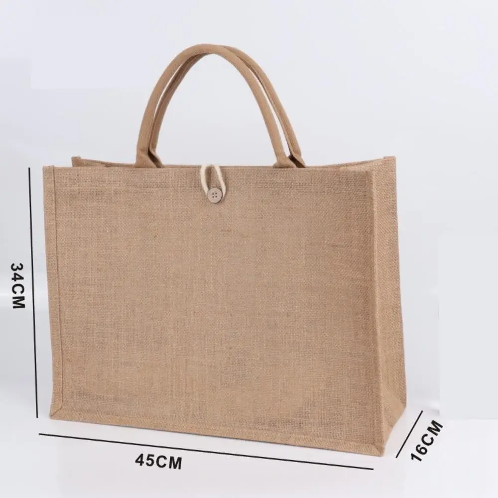 Portable High-Quality Women Shopping Bag Burlap Tote Bags Jute Beach Shopping Handbag Vintage Reusable Gift Bags With Handle 1PC