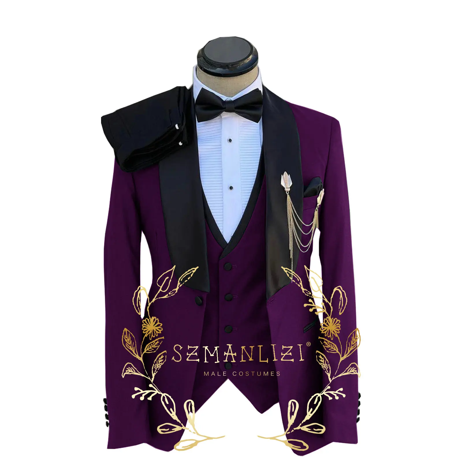 2023 Tailor-Made Dark Green Wedding Men Suit Slim Fit Tuxedo 3 Pieces Suits Groom Prom Blazer Sets Terno Masculino Suit