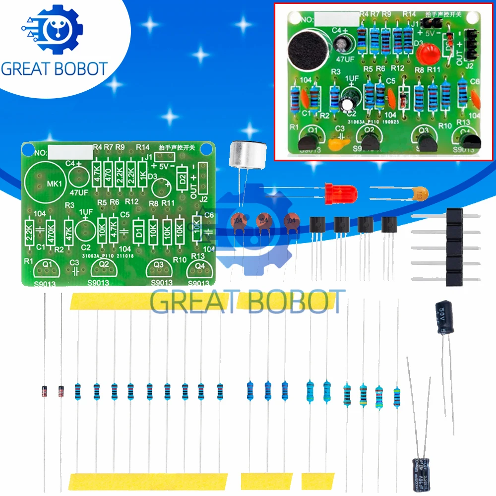 BS Sound Trigger Clap Activated Switch Module, DIY PCB Sensor Kit for Electronic Circuit Learning Projects