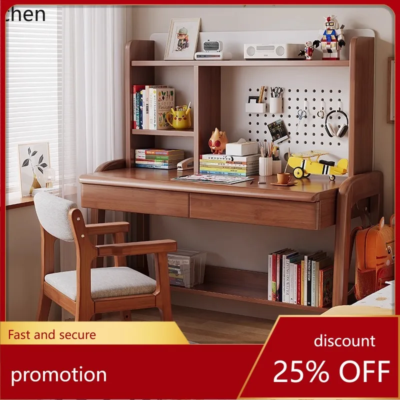 

Hxl solid wood home office pegboard desk with integrated bookshelf