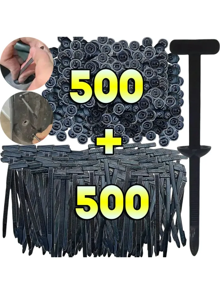 Attaches de câble en Nylon, boucle de fixation automatique, Clip de remplacement de vis, garde-boue de voiture, panneau de protection du moteur du coffre, outils de gestion des fils, 500/1 pièces