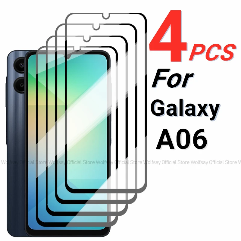 Закаленное стекло для Samsung Galaxy A06, Защитная пленка для экрана Samsung Galaxy A06 с полным покрытием из клея, пленка для телефона Samsung Galaxy A06, 2/4 шт.
