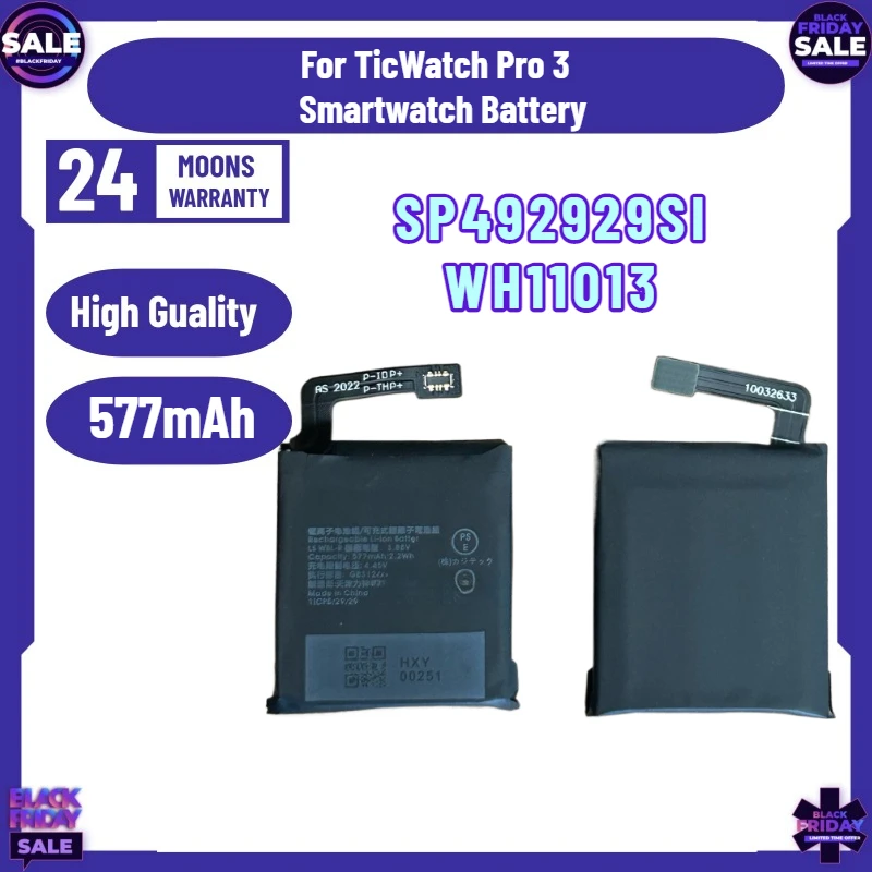

New 577mAh Battery Suitable for TicWatch Pro 3 SP492929SI WH11013 Smartwatch Battery