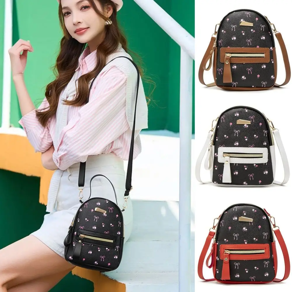 Leisure Fashion Printed Women Backpack Double Layer PU Shoulder Bag Versatile Satchel Travel
