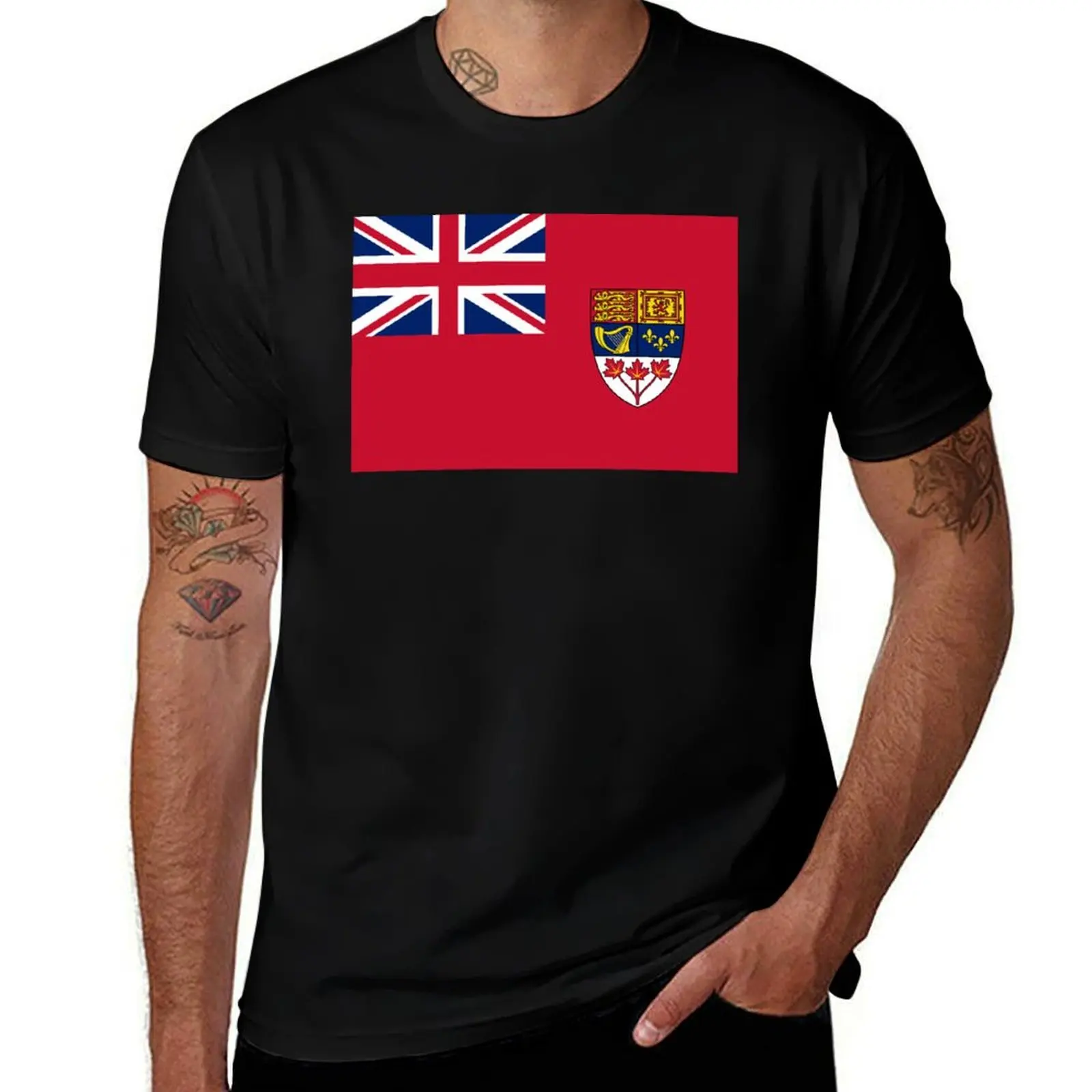 Bandera de Ensign roja de Canadá símbolo canadiense vintage HD tienda en línea de alta calidad camisetas para hombre Camiseta de algodón
