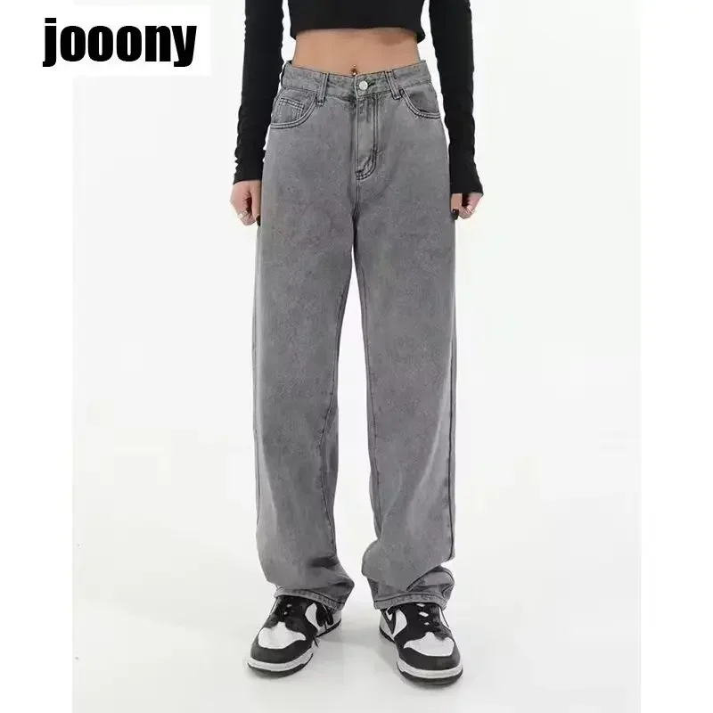 

Уличная одежда в стиле Y2K, осенняя ретро-мода, прямые брюки в стиле Харадзюку, мужские джинсы, эластичные брюки с высокой талией и широкими штанинами, стильный дизайн