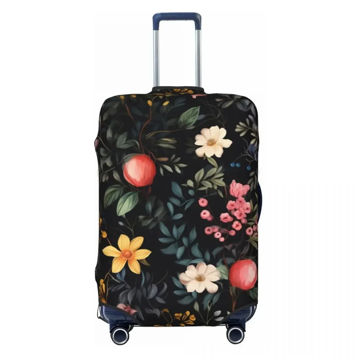 Flowers And Peaches Suitcase Cover Vacation Print  Luxurious Fairycore Pattern Custom Made Strectch Luggage Case Travel Protecto