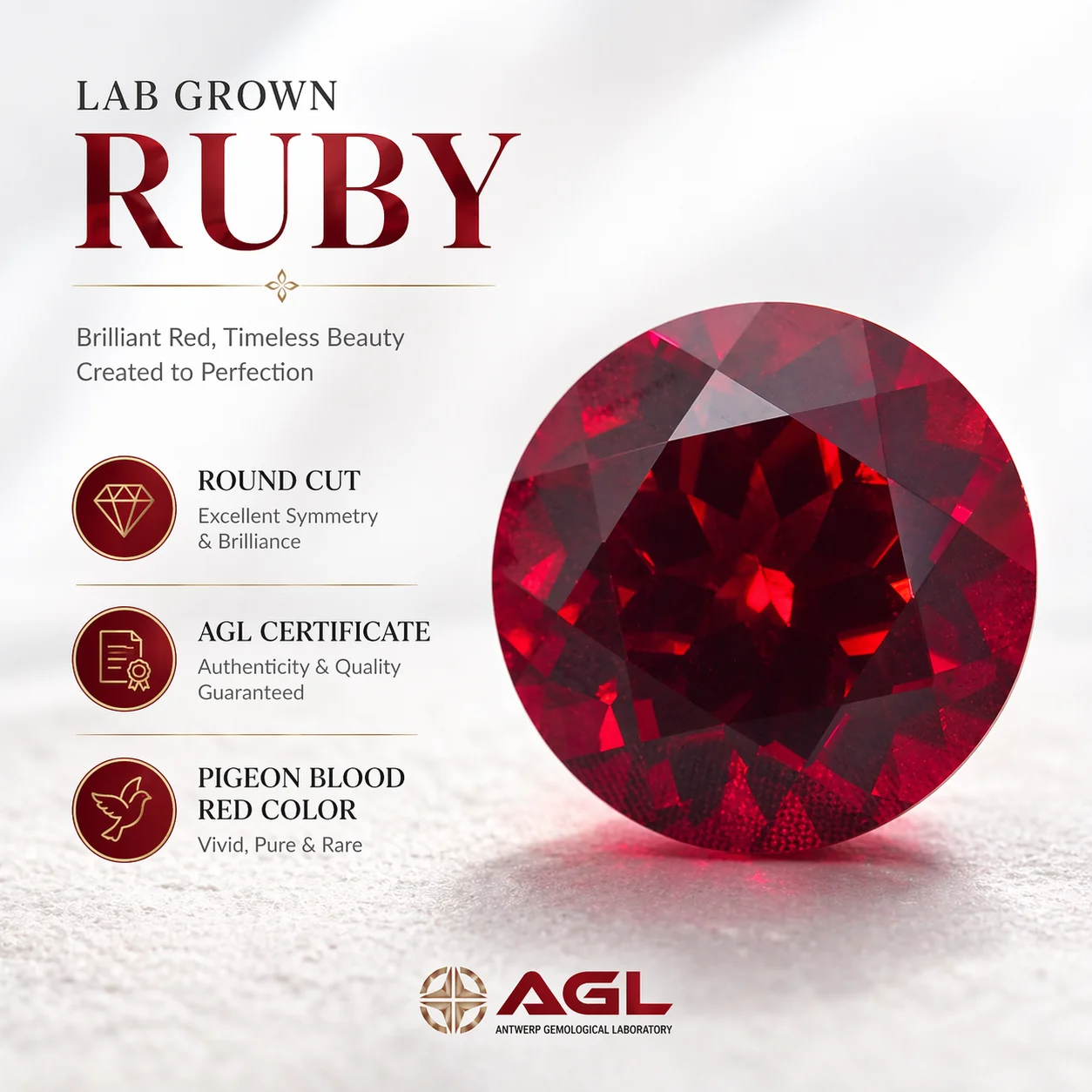 

Lab Grown Ruby Round Cut Pigeon Blood Red Color High-quality DIY Charms Jewelry Making Main Materials Selectable AGL Certificate