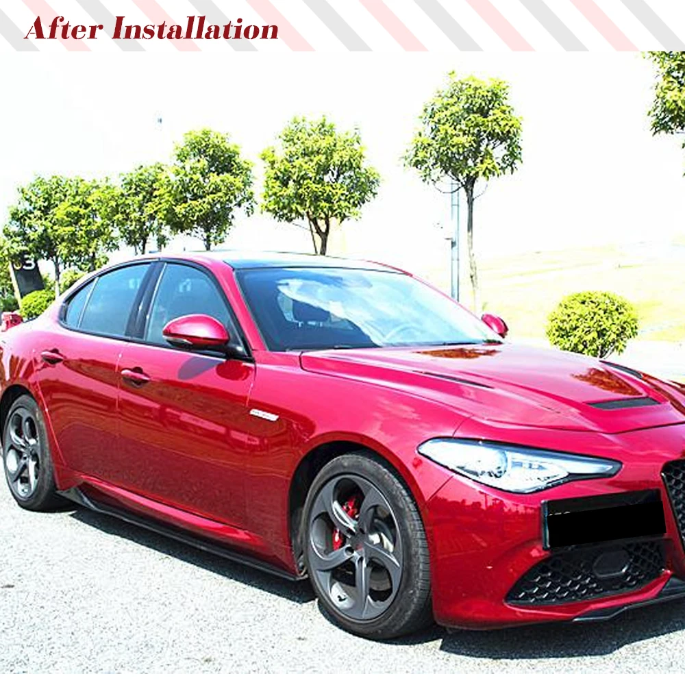 Carbon Fiber Side Skirts Fits for Alfa Romeo Giulia Base Sport Sedan 2015-2020 Under Door Rocker Panels Valance Extension Lip