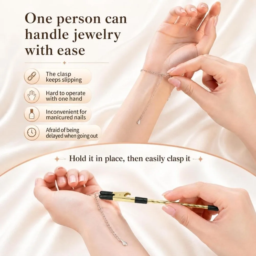 1Pc Metal Bracelet Helper Clip Twisted One Hand Use Jewelry Wearing Helper Alligator Clip Jewelry Tool