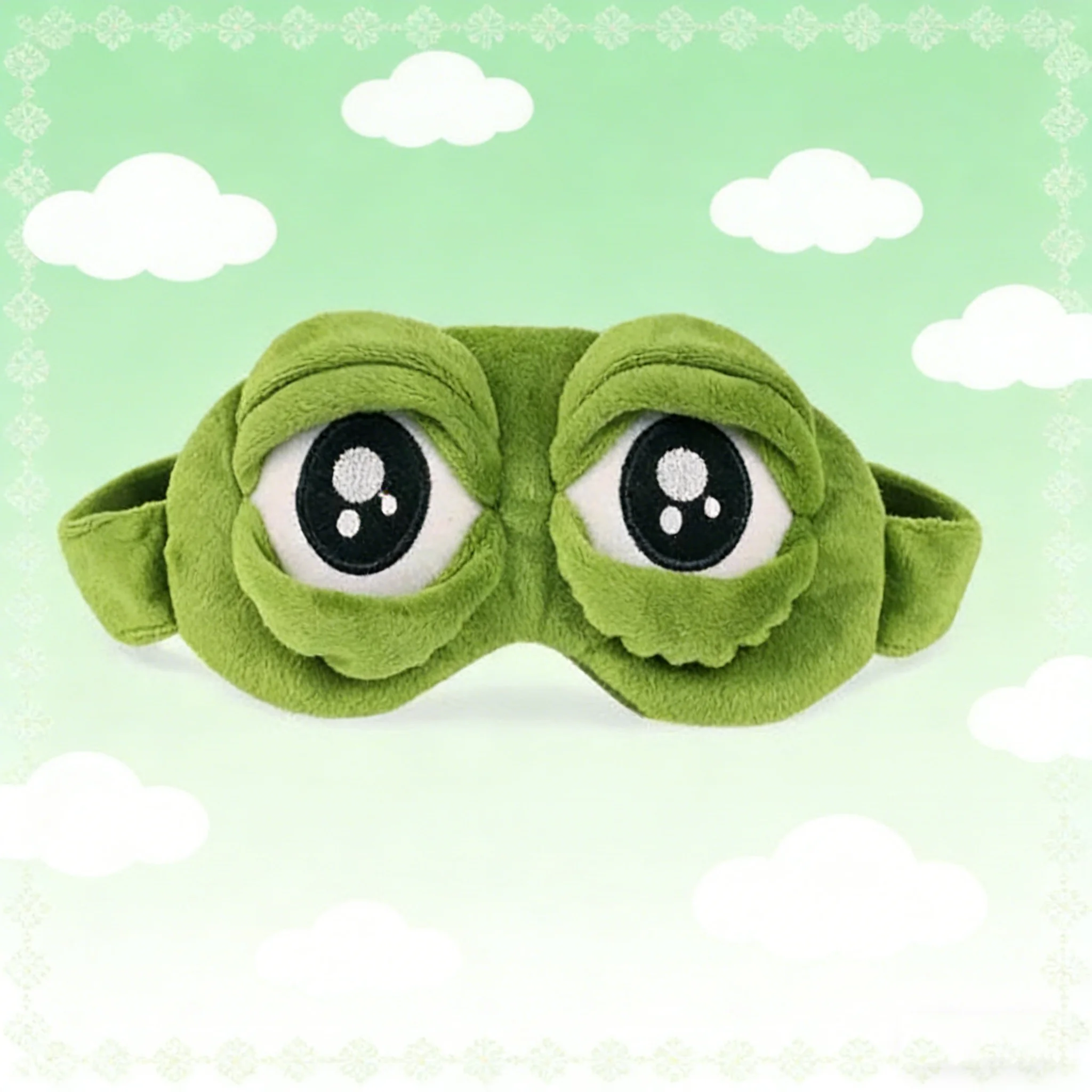 1pc Sad Green Frog Eye Mask, Cute cartoon frog midday shading eye mask